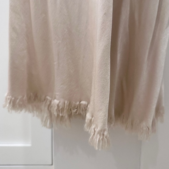 Pharaoh Beige Satin Slip Dress with Frayed Trim, Size P/XS - Picture 5 of 13